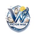 VICTOR WISE logo: a VW monogram with oysters, lemon, prawns, lobster and ice cubes